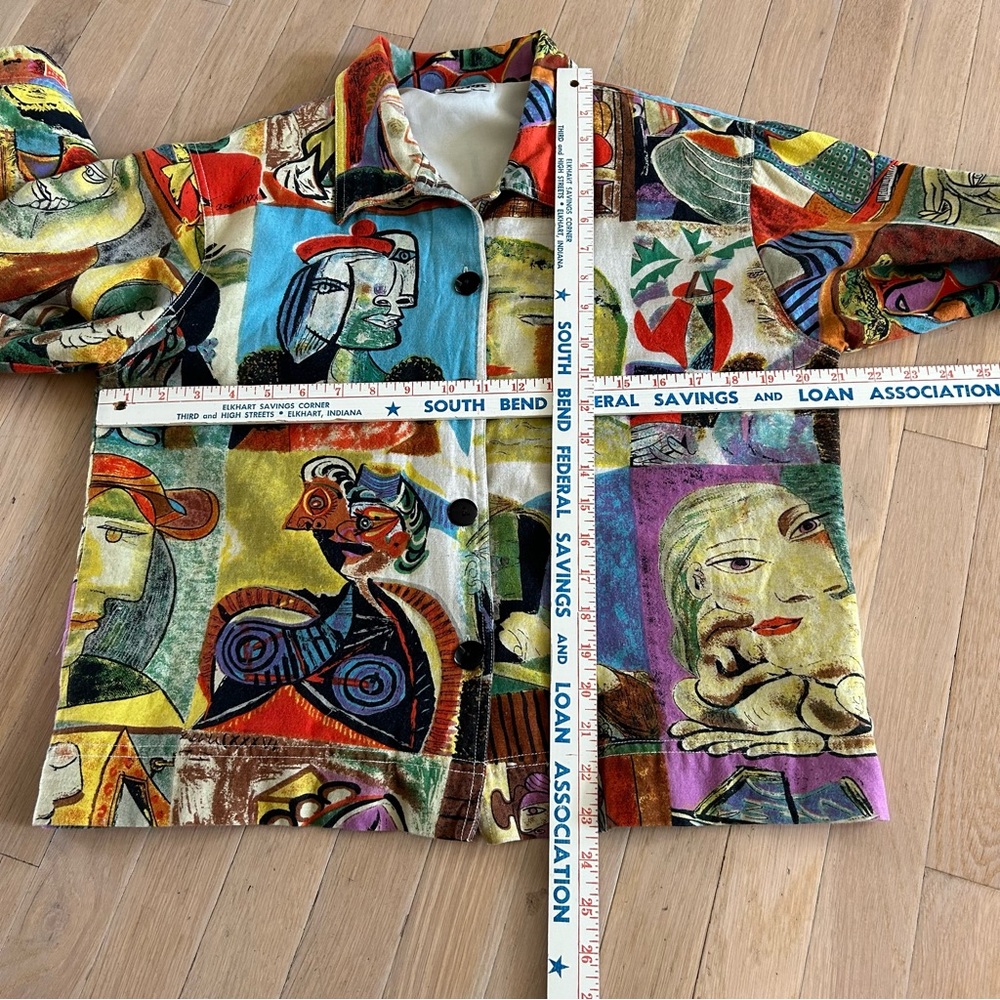 Vtg Kaktus 80's Picasso Art to Wear Women's M Linen Blend Colorful Shirt Jacket - Picture 10 of 11